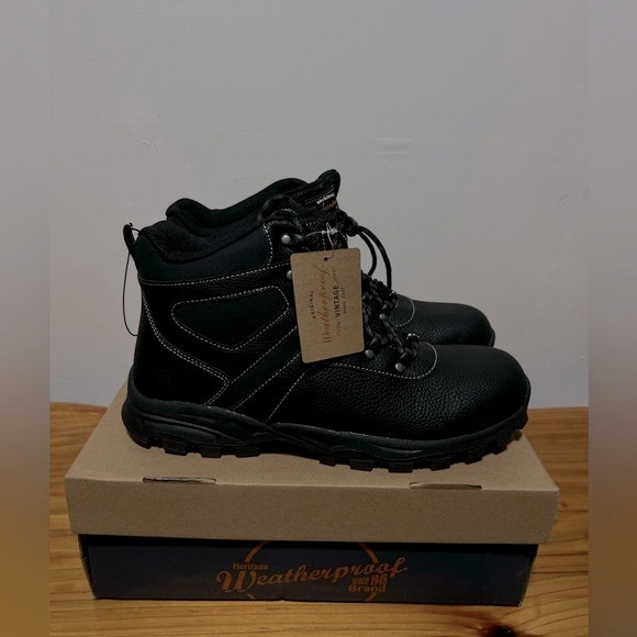 WEATHERPROOF Mens Black Jasper 1” Block Heel Hiking Boot 12 NIB - Picture 3 of 9